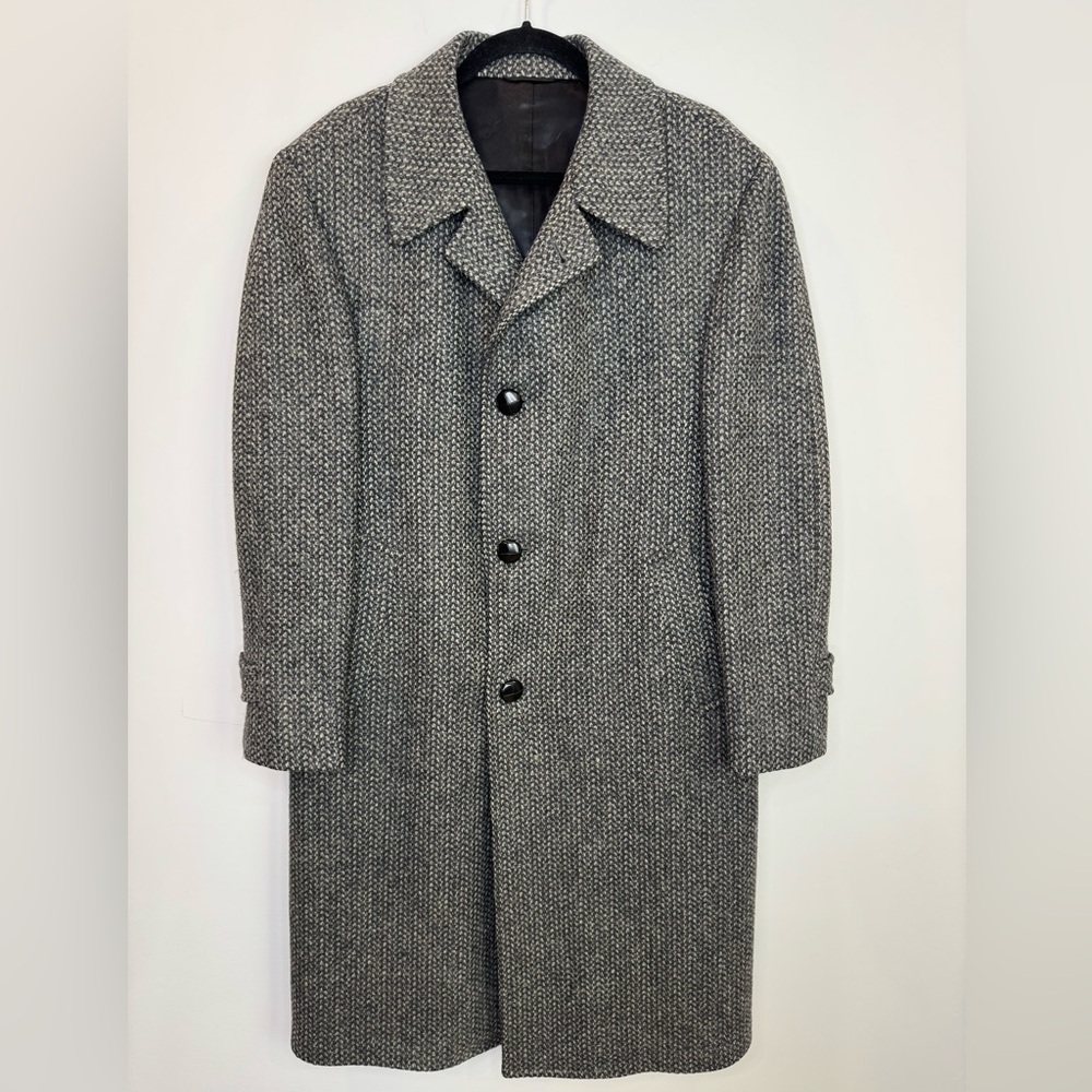 Vintage Holt Renfrew KYNOCH Keith Scotland Coat 80s Pure Wool coat Grey tweed